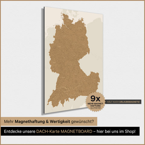 Mappa di Germania, Austria e Svizzera TRAVEL® poster magnetico – in 21 colori