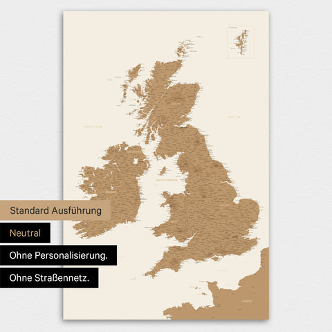 Magnetische England & Irland-Karte in neutraler Standard-Ausführung