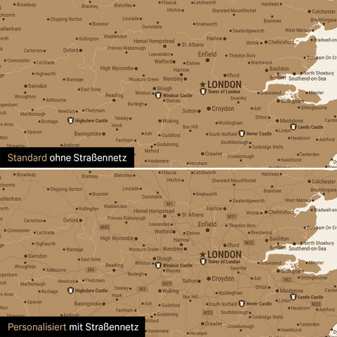 Mappa UK Inghilterra & Irlanda TRAVEL® Magnetposter – in 21 colori