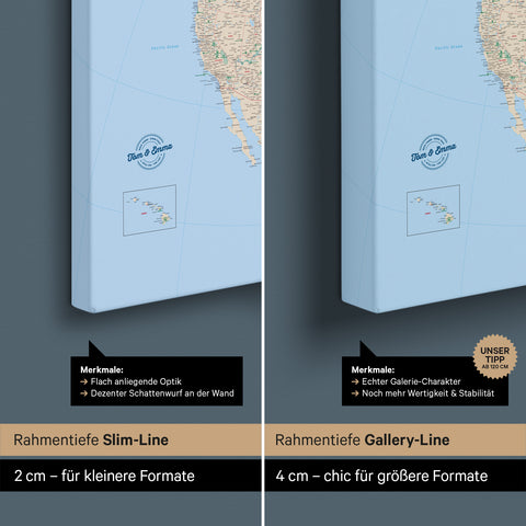 Mappa del Nord America per puntine TRAVEL® – Multicolor Classico