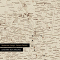 Ausschnitt einer Nordamerika Landkarte als Pinn-Leinwand in Treasure Gold zeigt Reiseziele und Highlights in Kanada und USA