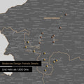 Ausschnitte einer Österreichkarte mit dem Salzkammergut und der Steiermark als Pinn-Leinwand in Light Gray mit 1.600 Orten