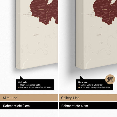 Mappa dell’Austria per puntine TRAVEL® – Bordeaux Red