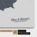 Österreich-Karte als Pinnwand Leinwand in Denim Blue mit Personalisierung und Eindruck mit deinem Namen