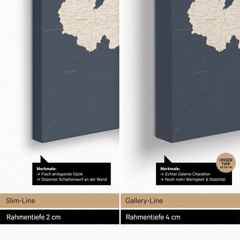 Mappa dell’Austria per puntine TRAVEL® – Hale Navy (Blu scuro-Oro)