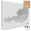 Österreich-Karte in Multicolor Grau als Pinnwand Leinwand zum Pinnen und Markieren von Reisezielen kaufen
