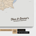 Politische Österreich-Karte als Pinnwand Leinwand in Multicolor Atlas mit Personalisierung und Eindruck mit deinem Namen