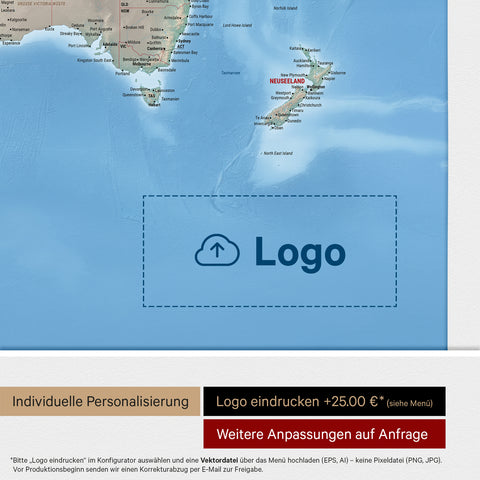 Mappa fisica del mondo per puntine ANTARCTICA® – Terra multicolore