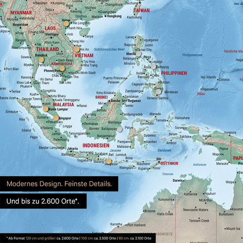 Mappa fisica del mondo TRAVEL® poster magnetico – Terra multicolore