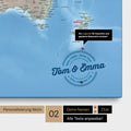 Mappa fisica del mondo personalizzata come Mappa per puntine su tela multicolore Terra con nomi stampati e una legenda per segnare i luoghi visitati