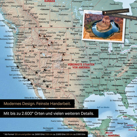 Mappa fisica dettagliata del mondo come Mappa per puntine in Terra multicolore con una struttura del terreno realistica e finemente elaborata e fino a 2.600 segnaposti geografici