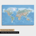 Versione neutra e semplice di una mappa fisica del mondo come Mappa da puntine in Terra multicolore senza personalizzazione