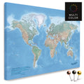Mappa fisica del mondo di alta qualità in Terra multicolore come Mappa da puntine o quadro da parete, perfetta per segnare e pianificare viaggi, acquista