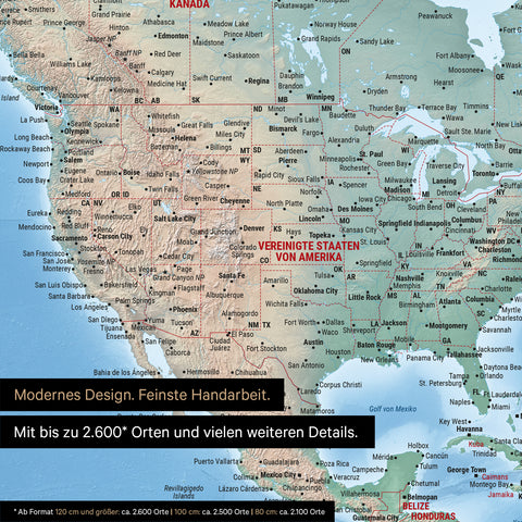 Mappa fisica del mondo TRAVEL® poster premium – Terra multicolore