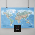 Physische Weltkarte als Poster in Multicolor Terra zum Pinnen und Markieren von Reisezielen kaufen