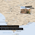 Politische Spanien- & Portugal Landkarte als Leinwand zum Pinnen zeigt einen Ausschnitt der Costa del Sol mit vielen Details wie Nationalparks, Flüssen und zahlreichen kleinen Orten und Städten, die mit Pins markiert sind