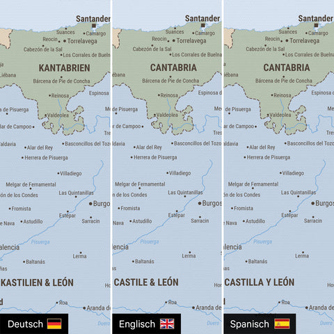 Mappa politica di Spagna e Portogallo per puntine TRAVEL® – Atlante Multicolore