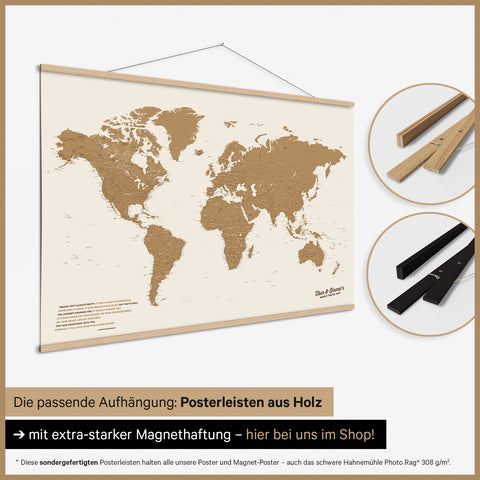Mappa del mondo TRAVEL® poster premium – Grigio freddo (Grigio chiaro)