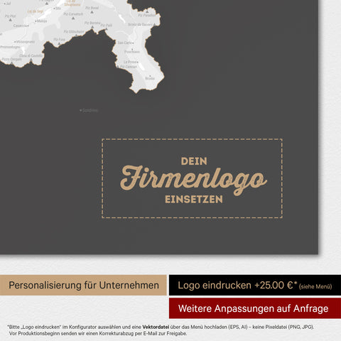 Mappa Svizzera magnetica TRAVEL® Magnetboard – Grigio scuro