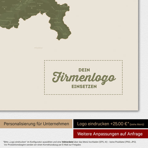 Mappa Svizzera magnetica TRAVEL® Magnetboard – Verde oliva