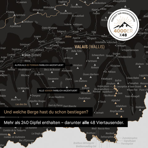Mappa Svizzera magnetica TRAVEL® Magnetboard – Nero chiaro