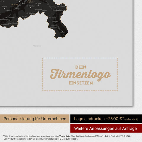 Mappa Svizzera magnetica TRAVEL® Magnetboard – Nero chiaro