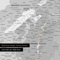 Ausschnitte einer Schweizkarte in der Region Freiburg und Thunersee in Multicolor Grau mit 1.400 Orten