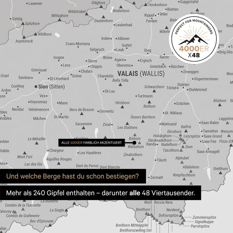 Mappa Svizzera magnetica TRAVEL® Magnetboard – Multicolor Grigio