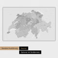 Neutrale und schlichte Ausführung einer magnetischen Schweiz-Karte in Multicolor Grau
