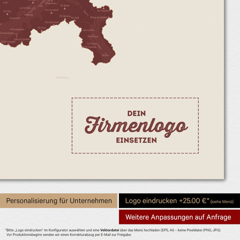 Mappa Svizzera magnetica TRAVEL® Magnetboard – Rosso Bordeaux