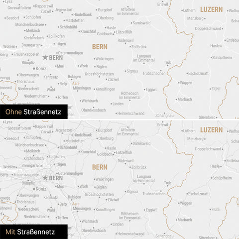 Magnetische Schweiz-Karte Leinwand in Schwarz-Weiss wahlweise mit oder ohne Straßennetz