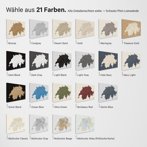 Mappa Svizzera TRAVEL® Magnetposter – in 21 colori