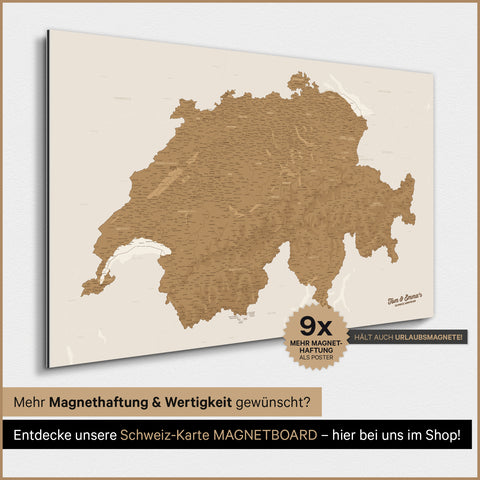 Mappa Svizzera TRAVEL® Magnetposter – in 21 colori