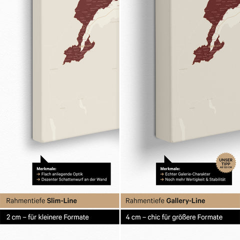 Mappa della Svizzera per puntine TRAVEL® – Bordeaux Red