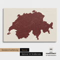 Neutrale und schlichte Standard-Ausführung einer Schweiz-Karte als Pinn-Leinwand in Treasure Gold
