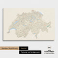 Neutrale und schlichte Standard-Ausführung einer Schweiz-Karte als Pinn-Leinwand in Multicolor Classic