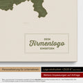 Schweiz-Karte als Pinn-Leinwand in Olive Green mit Eindruck eines Firmenlogos