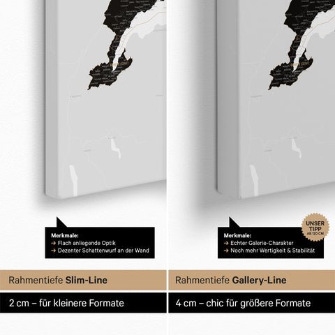 Mappa della Svizzera per puntine TRAVEL® – Light Black (Bianco-Nero)