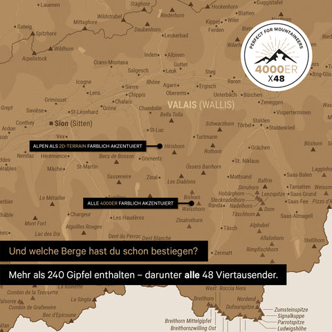Mappa della Svizzera TRAVEL® Poster Premium – in 21 colori