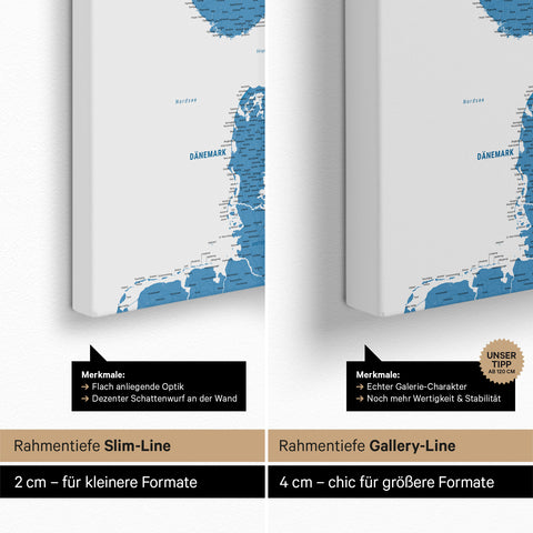 Mappa della Scandinavia per puntine TRAVEL® – Ocean Blue