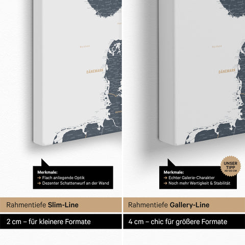 Mappa della Scandinavia per puntine TRAVEL® – Denim Blue