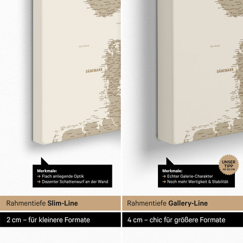 Mappa della Scandinavia per puntine TRAVEL® – Desert Sand (Beige)