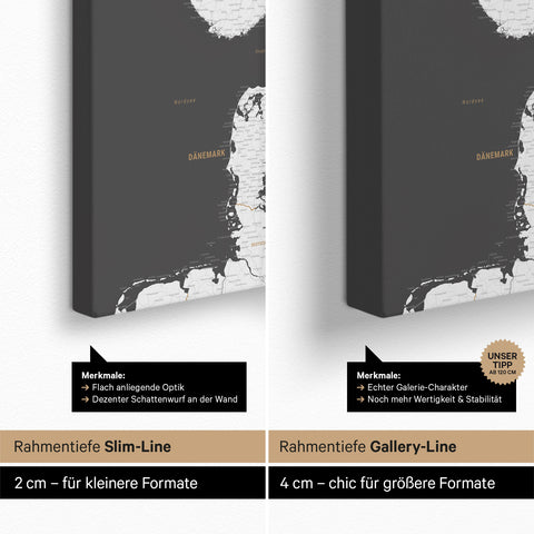 Mappa della Scandinavia per puntine TRAVEL® – Dark Gray (Dunkelgrau)