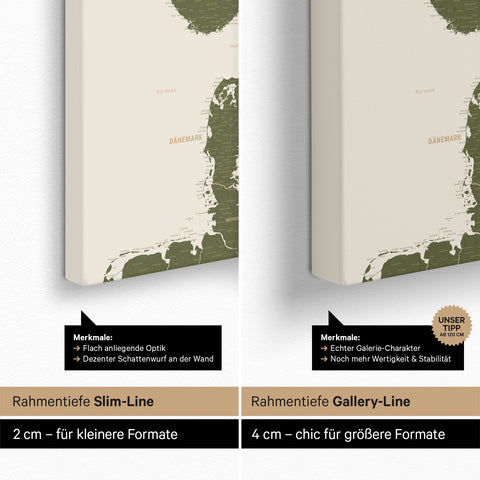Mappa della Scandinavia per puntine TRAVEL® – Olive Green