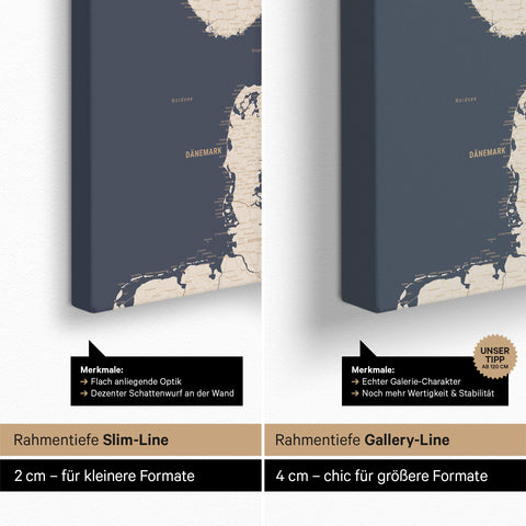 Mappa della Scandinavia per puntine TRAVEL® – Hale Navy (Dunkelblau-Gold)