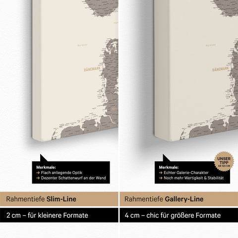 Mappa della Scandinavia per puntine TRAVEL® – Warmgray (Braun-Grau)