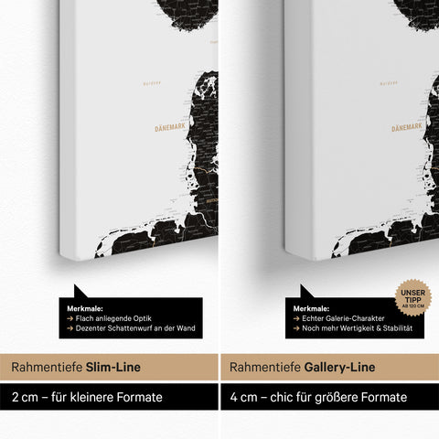 Mappa della Scandinavia per puntine TRAVEL® – Light Black (Weiß-Schwarz)