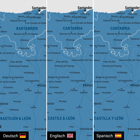 Mappa di Spagna e Portogallo per puntine TRAVEL® – Ocean Blue