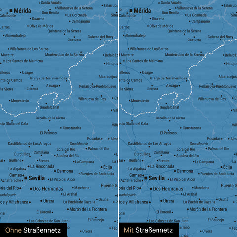 Mappa di Spagna e Portogallo per puntine TRAVEL® – Ocean Blue