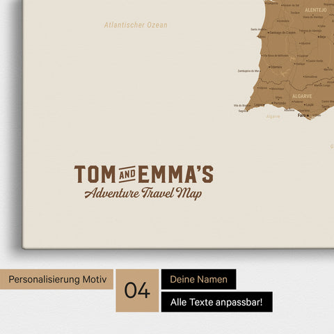 Mappa di Spagna e Portogallo per puntine TRAVEL® – Bronzo